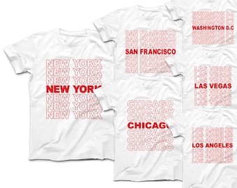 CITY T-Shirt | THANK YOU Have a Nice Day! Custom Text T-Shirt | Shopping Bag Thank you Bag Tee | New York Chicago Las Vegas Miami Tees