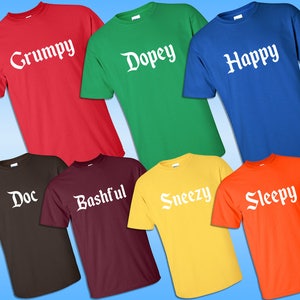 Dwarfs Group Costume Characters Grumpy Dopey Happy Doc Bashful Sneezy Sleepy Unisex Sizes Available