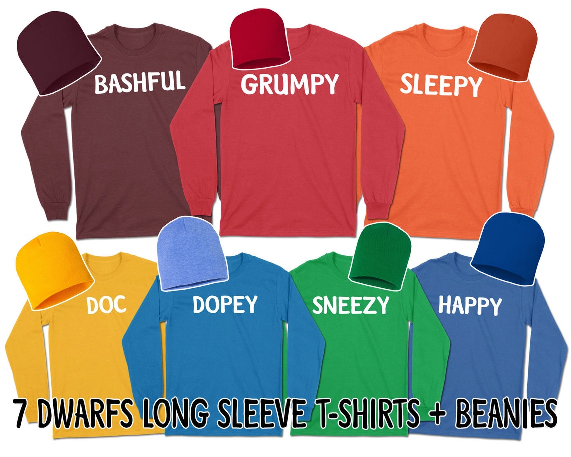 7 Dwarfs Costume Long Sleeve T-shirts and Beanies | Grumpy | Doc ...
