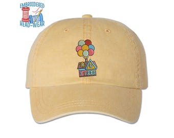 Gorra bordada con la casa de globos de la película UP / Gorra con el globo de la película UP / Gorra Carl Ellie Russell Doug en tallas para adultos y jóvenes, gorra de camionero, sombrero de pescador