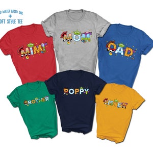 Toy Story Character Text Family Names T-Shirts | Mom | Dad | Brother | Sister | Mimi | Poppy | Premium Soft Style | Adult Youth Toddler Size