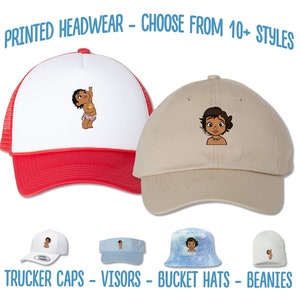 Baby Moana Hat | Princess Moana Printed Hat | Baby Moana Birthday Party Cap | Little Moana Bucket Hat | Disney Sun Visor Beanie Trucker Cap