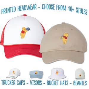 Winnie the Pooh Hat | Pooh Butterfly Hat | Pooh Hunny Hat | Rumbly Tumbly Visor Bucket Hat Trucker Cap Beanie | Pooh Birthday Party Hats