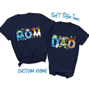 Toy Story MOM Shirt | Toy Story DAD Shirt | Doodle Family Names Text Numbers CUSTOM Tee | Premium Soft Style Tees | Adult Youth Toddler Size