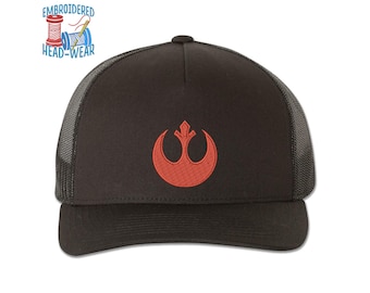 Rebel Alliance Symbol Embroidered Cap | Star Wars Star Bird Galactic Republic Logo Stitched Cap Adult & Youth Sizes Trucker Cap Bucket Hat
