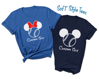 CUSTOM Baseball Mouse Ears T-Shirts | Premium Soft Style | Waterbased Ink | Disney SPORTS | Your Text Name Number | Variety of Colors
