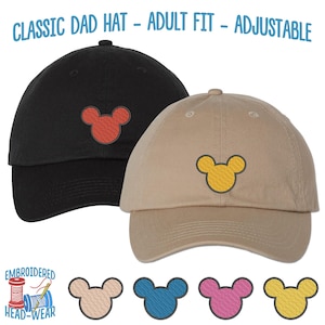 Mickey Mouse Embroidered Hat | Disney Parks Dad Cap | Unstructured Low Profile Baseball Hat Adult Unisex Fit | Mickey Ears Embroidered Cap