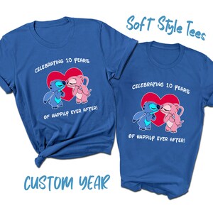 CUSTOM Stitch and Angel Couples Anniversary T-Shirts | 2023 Anniversary Shirt | Personalized Year | Happily Ever After | Lilo and Stitch image 4