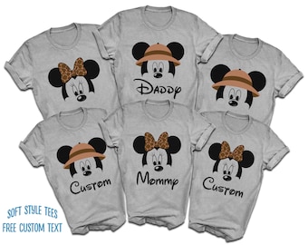 Mickey and Minnie Animal Kingdom Theme T-Shirts | Mommy Daddy and Kids | Custom Disney T-Shirts | 2023 Disney World Custom T-Shirts