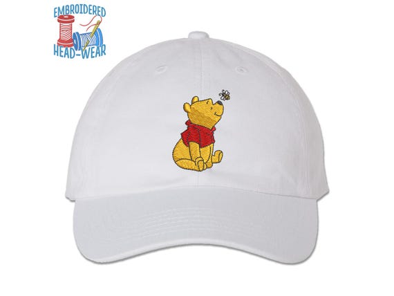Winnie the Pooh Embroidered Cap | Pooh Bear Honeybee Cap | Adult & Youth Sizes | Trucker Cap Bucket Hat Baseball Cap | Disney Family Trip