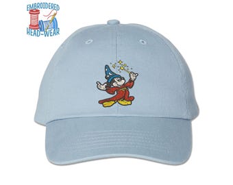 Mickey Sorcerer Embroidered Cap | Adult & Youth Sizes | Mickey Mouse Sorcerer's Apprentice Disney Fantasia Mickey Wizard Magician Dad Hat