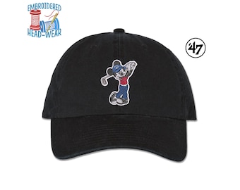 Mickey Golf Embroidered Cap | Adult Size Adjustable Premium 47 Brand Unstructured Six Panel Dad Cap |  Mickey Mouse Playing Golf Dad Hat