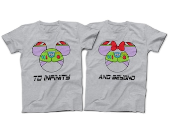 to INFINITY and BEYOND Couples T-Shirt | Disney Family Shirts | Toy Story Buzz Lightyear | Cute Disney Tees | Family Matching Tees