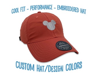 Mickey Mouse Embroidered Hat | Adult Unisex Adjustable Cool Fit Performance Cap | Disney Run Marathon Race Hat | Disney Sports Athletic Cap