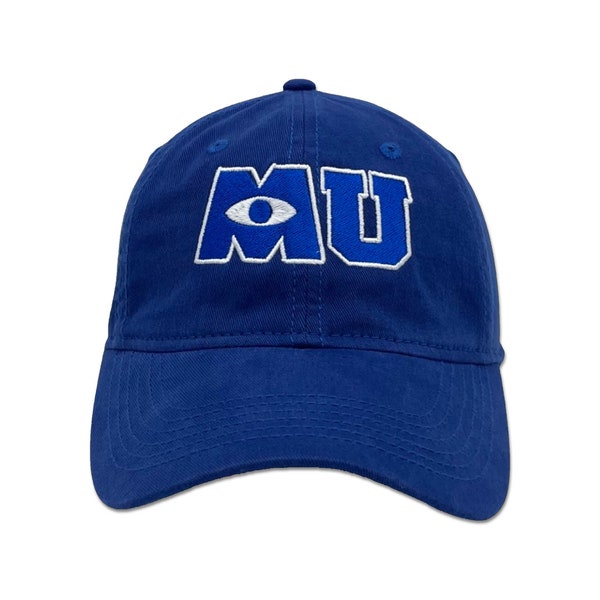 MU Monsters University Hat | Disney Park Embroidered Hat | Adult Unisex Unstructured Cap | Royal Blue Hat