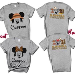 Mickey and Minnie Animal Kingdom Theme T-Shirts with Back Print | 2021 Animal Kingdom Mouse Tees | Disney World Animal Kingdom Family Shirts