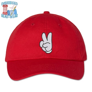 Mickey Peace Glove Embroidered Cap | Mickey Glove Love Cap | Adult & Youth Sizes | Trucker Cap Bucket Hat Baseball Cap | Disney Theme Parks
