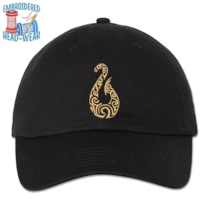 Maui Fish Hook Embroidered Cap | Moana Maui Hook Symbol Logo Stitched Cap Adult & Youth Sizes Trucker Cap Bucket Hat Dad Cap