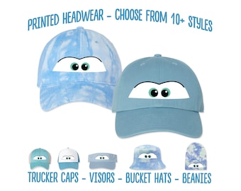 Sally Carrera Hat | Cars Sally Carrera Eyes Printed Hat | Cars Costume Cap | Cars Bucket Hat | Sally Ponytail Hat | Disney Kids Birthday