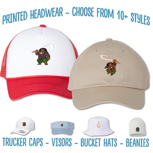 Maui Hat | Princess Moana Maui Printed Hat | Moana Birthday Party Cap | Maui You&#39;re Welcome Bucket Hat | Disney Sun Visor Beanie Trucker Cap