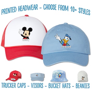 Mickey Mouse Peace Hat | Donald Duck Peace Printed Hat | Disney 2024 DisneyLand Visor Bucket Trucker Beanie | Mickey Donald Best Friends Hat