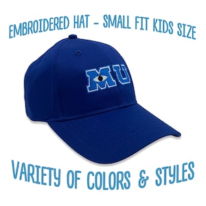 Monsters University MU Embroidered Hat | MU Kids Youth Small Fit Cap | Unstructured Structured FlexFit | Mike Wazowski Costume | Disney Hat