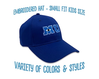 Monsters University MU Sombrero bordado / MU Kids Youth Small Fit Cap / FlexFit estructurado no estructurado / Disfraz de Mike Wazowski / Sombrero de Disney