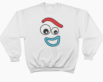 Sudadera forky Face / Impreso en sudadera blanca Crewneck
