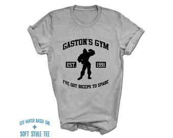 Gaston's Gym T-Shirt | I've Got Biceps to Spare Tee | Beauty and the Beast | Printed on Premium Soft Style Tee | Variety of Colors