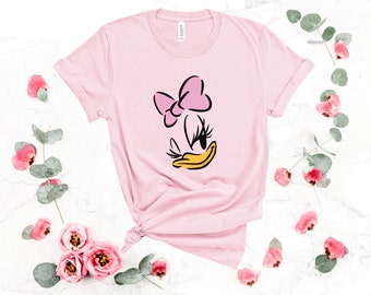 Daisy Duck T-Shirt | Bella Canvas 3001 Pink T-Shirt | Cute Daisy Duck Tee | Available in White and Pink Tees