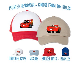 Cars Lightning McQueen Hat | Rust-Eze Ka-Chow Printed Hat | Cars Movie Cartoon Kids Hat | Cars Land Character Bucket Hat Beanie Disney Caps