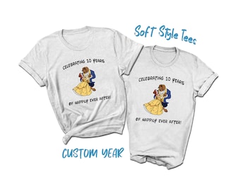 Beauty and the Beast Couples Disney Anniversary Shirts | Customize T-Shirt with your own year | Soft Style Tees | WDW 2023 Anniversary |