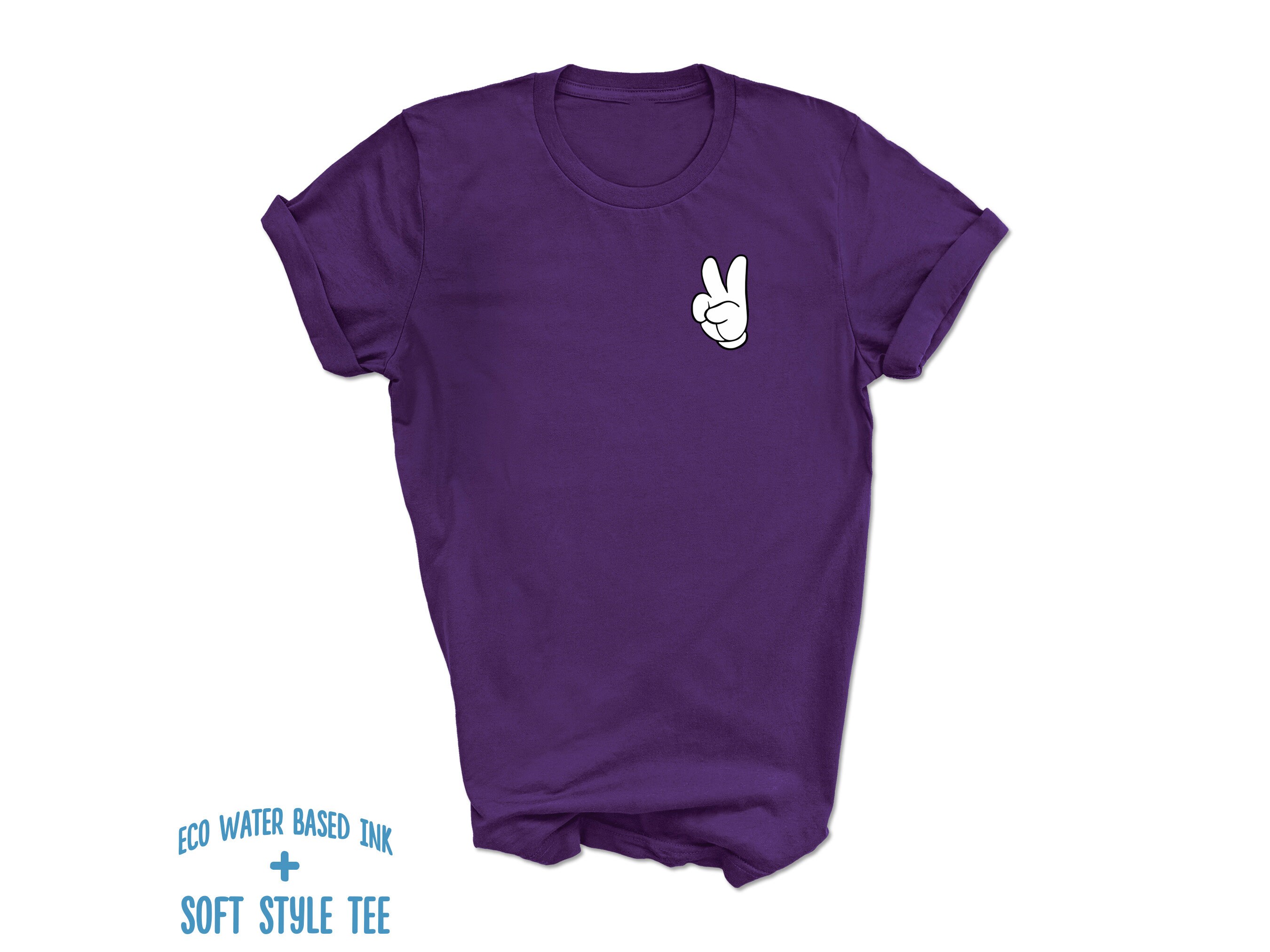 Mickey Mouse PEACE Left Chest Print T-shirt | Water-based Ink