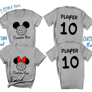 CUSTOM Volleyball Front and Back Mouse Ears T-Shirts | Custom Text | Custom Bow Color | Team Shirts | COACH Player Name Number