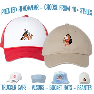 Moana Hat | Princess Moana Printed Hat | Moana HeiHei Kids Birthday Party Cap | Moana Pua Bucket Hat | Disney Sun Visor Beanie Trucker Cap