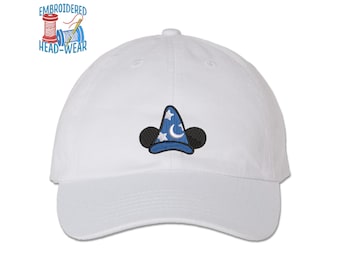 Mickey Sorcerer Embroidered Cap | Adult & Youth Sizes | Mickey Mouse Sorcerer's Apprentice Hat | Disney Fantasia Mickey Wizard Bucket Hat
