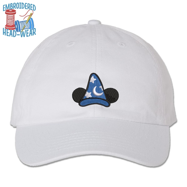 Mickey Sorcerer Embroidered Cap | Adult & Youth Sizes | Mickey Mouse Sorcerer's Apprentice Hat | Disney Fantasia Mickey Wizard Bucket Hat