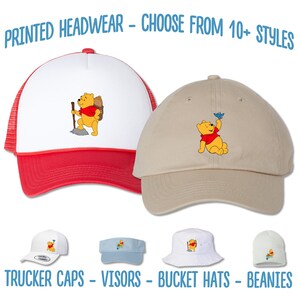 Winnie the Pooh Hat | Pooh Bear Hat | Pooh Kids Hat | Visor Bucket Hat Trucker Cap Beanie | Pooh Bird Hiking Gardening Hat | Birthday Hat