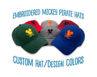 Mickey Pirate Embroidered Hat | Custom Cap & Stitch Colors | Professional Embroidery | Disney Cruise Hat | Dream Wonder Baseball Dad Hat