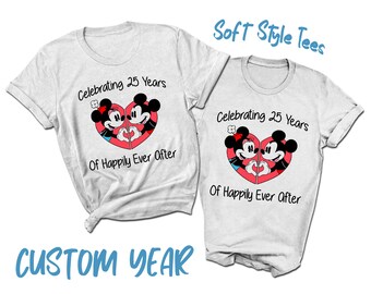 CUSTOM Mickey and Minnie Disney Couples Anniversary T-Shirts | 2023 Anniversary Shirt | Personalized Year | Happily Ever After