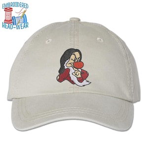 Grumpy Embroidered Cap | Snow White and Seven Dwarfs Theme Grumpy Face Embroidered Cap | Adult & Youth Sizes Trucker Cap Bucket Baseball Cap