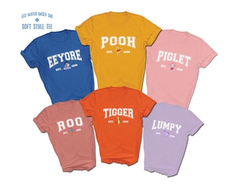 Winnie Pooh and Friends Retro T-Shirts | Premium Soft Style | Pooh | Lumpy | Roo | Tigger | Piglet | Eeyore | Water-based ink | Graphic Tee