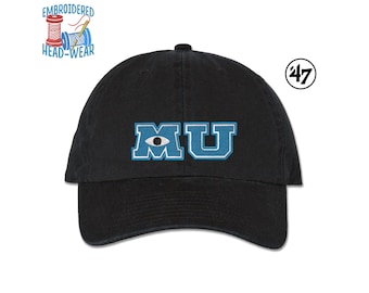 Gorra bordada de Monsters University, talla para adultos, ajustable, premium, marca 47, gorra de papá sin estructura, gorra MU, Monsters Inc., Mike Wazowski, Sully