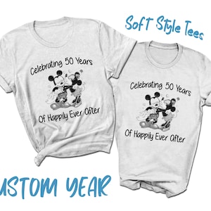 Celebrating Custom Years of Happily Ever After T-Shirt | Custom Year Anniversary Tees | Disney Couples Wifey Hubby Tees | Cute Couples