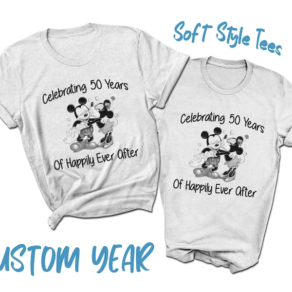 Celebrating Custom Years of Happily Ever After T-Shirt | Custom Year Anniversary Tees | Disney Couples Wifey Hubby Tees | Cute Couples