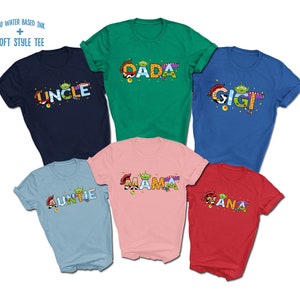 Toy Story Character Text Family Names T-Shirts | Mama | Dada | Uncle | Auntie | Gigi | Nana | Premium Soft Style | Adult Youth Toddler Size