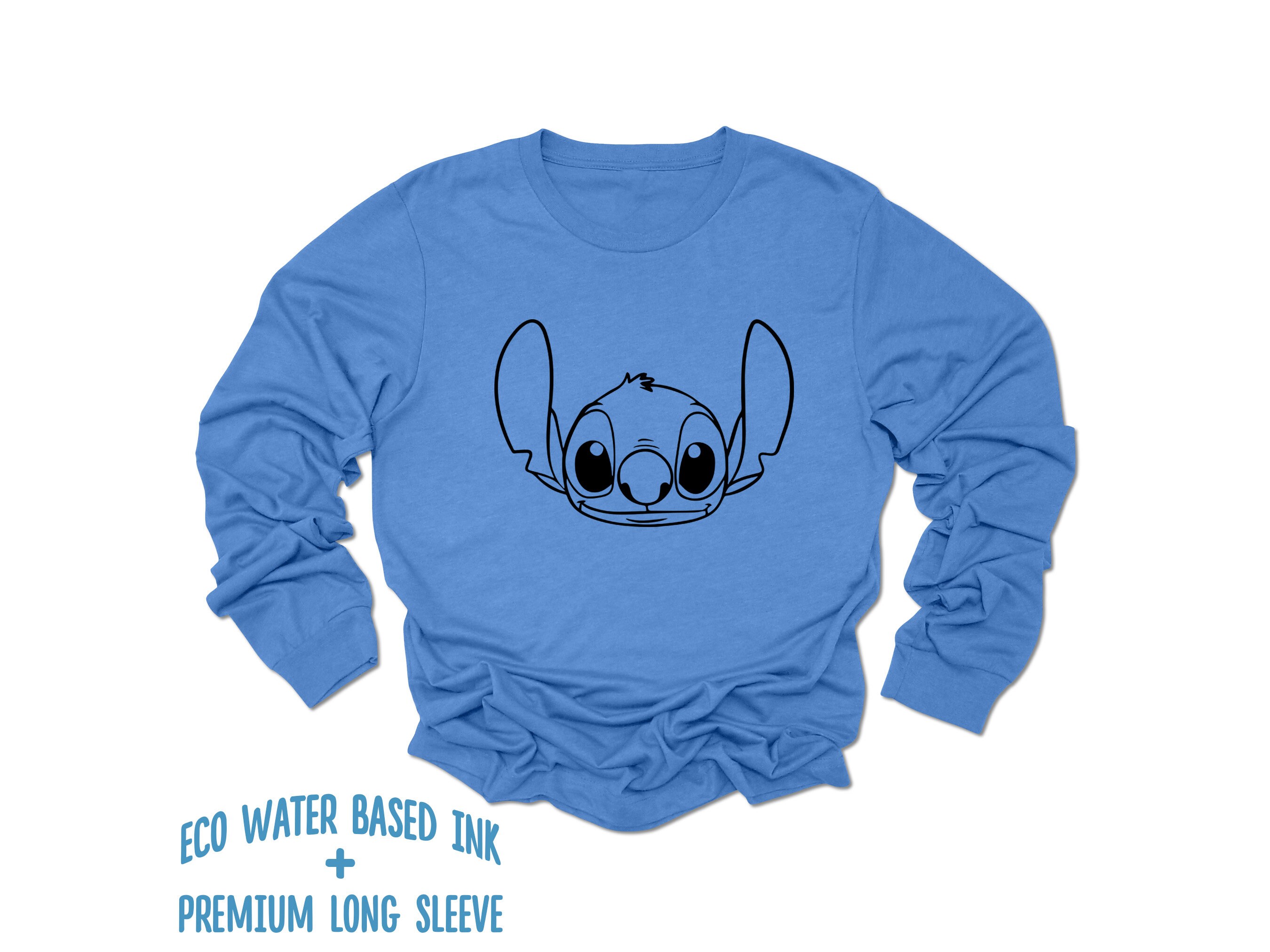 【関税・送料込】Layered stitch sleeve drawing print t-shirts Stitch Long Sleeve Shirt | Lilo and Stitch Outline Shirt