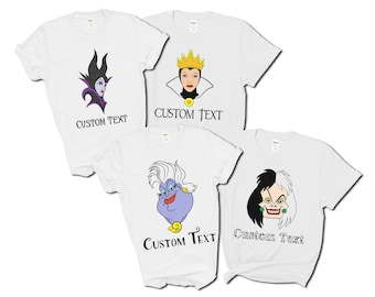 CAMISETAS DE VILLANO PERSONALIZADAS / Úrsula / Cruella De Vil / Reina malvada / Maléfica / Camisetas de imagen de personajes completos con opción de nombre personalizado