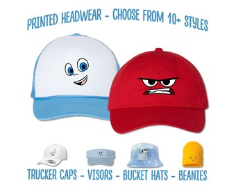 Inside Out Hat | Anger Printed Hat | Inside Out Character Cap | Bing Bong Disgust Fear Joy Sadness Riley Bucket Hat Visor Trucker Youth Cap
