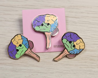 Happy Brain Enamel Pin, Neurology Gift